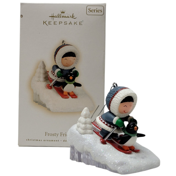 2009 Hallmark Keepsake Ornament - Frosty Friends - Eskimo Skiing - Picture 1 of 11